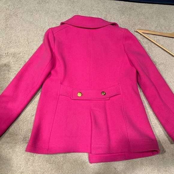 J Crew Coat Jacket Womens Size 10 Stadium Cloth Nello Gori Pink Fuschia Wool - Picture 7 of 8